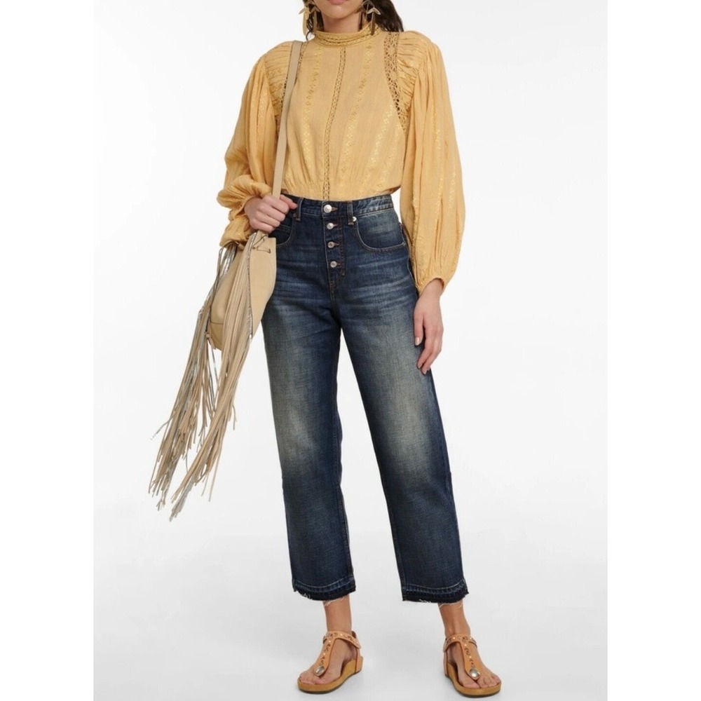 Isabel Marant Etoile Belden High Rise Crop Jeans Size 4 Button Fly